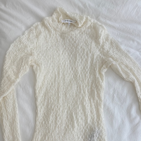 Frame Cream Sheer Long Sleeve Top Size Medium - Picture 1 of 2